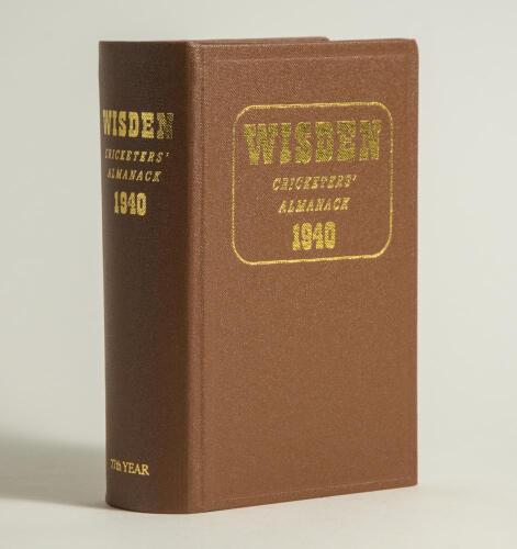 Wisden Cricketers&rsquo; Almanack 1940. Willows hardback reprint (2003) in dark brown boards with gilt lettering. Limited edition 233/500. Very good condition