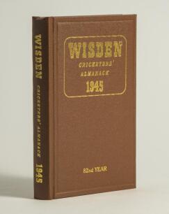 Wisden Cricketers&rsquo; Almanack 1945. Willows hardback reprint (2000) in dark brown boards with gilt lettering. Limited edition 430/500. Very good condition