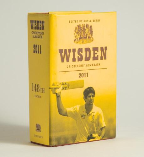 Wisden Cricketers&rsquo; Almanack 2011. Original hardback edition with dustwrapper. Signed in ink by three of the five &lsquo;Cricketers of the Year&rsquo; to their photograph plate, Tamin Iqbal, Chris Read and Jonathan Trott. Also signed to other book plates by Siddle, Co