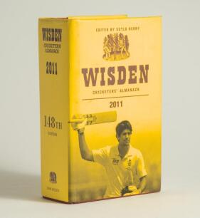 Wisden Cricketers&rsquo; Almanack 2011. Original hardback edition with dustwrapper. Signed in ink by three of the five &lsquo;Cricketers of the Year&rsquo; to their photograph plate, Tamin Iqbal, Chris Read and Jonathan Trott. Also signed to other book plates by Siddle, Co