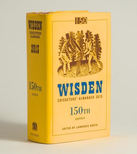 Wisden Cricketers&rsquo; Almanack 2013. Original hardback edition with dustwrapper. Signed in ink by &lsquo;The Leading Cricketer of the Year&rsquo; Michael Clarke and by all of the five &lsquo;Cricketers of the Year&rsquo; to their photograph plate, Dale Steyn, Hashim Amla, Nick Comp