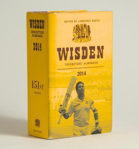 Wisden Cricketers&rsquo; Almanack 2014. Original hardback edition with dustwrapper. Signed in ink by &lsquo;The Leading Cricketer of the Year&rsquo; Dale Steyn and by all of the five &lsquo;Cricketers of the Year&rsquo; to their photograph plate, Charlotte Edwards, Ryan Harris, Chris 