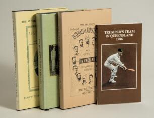 Australian tours. J.W. McKenzie facsimile reprints. Three hardback titles with good dustwrappers. &lsquo;The Doings of the Fourth Australian Cricket Team in England 1884&rsquo;, 1884, reprinted 1990. &lsquo;The 1899 Australians in England&rsquo;, Peter Sharpham 1997. &lsquo;The Austra