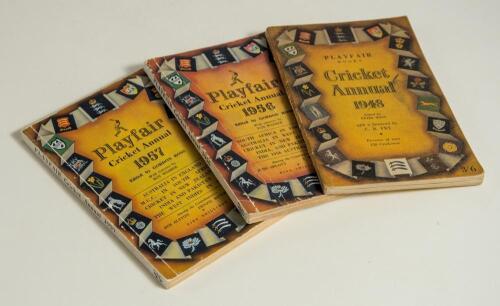 Playfair Cricket Annuals 1948-2023. A good run of the Annual including earlier issues for 1948 (first year of issue), 1956 and 1957 (larger format) and a complete run from 1963-2012. Minor faults to odd earlier copy, generally good condition. Qty 53.