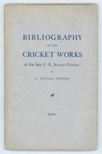&lsquo;Bibliography of the Cricket Works of the late F.S. Ashley-Cooper&rsquo;. George Neville Weston. Privately printed. Kidderminster 1933. 19pp interleaved with blanks. Original pale blue cloth wrappers. Limited edition no. 81 of 100 copies produced, signed by the