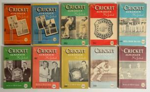 Cricket Almanack of New Zealand 1952-2022. A run of the annual for seasons 1952 (fifth year of issue), 1953, 1955, 1957-1963, 1969-1973, 1976-1979, 1988, 1990, 1993, 1994, 2003, 2005, 2007 and 2011. All issues in soft covers. Some wear and small old tape 