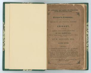 &lsquo;The Cricketer&rsquo;s Companion; containing the scores of the principal matches of cricket, played at Lord&rsquo;s and other grounds in the Season 1844&rsquo;. William Denison. Published by Sherwood and Co of London 1845 &lsquo;and sold by W. Clement Jun., R. Dark, Eton: Mary C