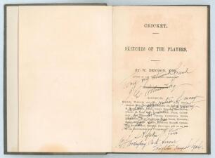 &lsquo;Sketches of the Players&rsquo;. William Denison. London: Simpkin, Marshall and Co., Rudolph Ackermann, R. Dark [and others], 1846. 76pp. Padwick 876. Bound in green boards with gilt titles to front board. There is an inscription to the title page from Alfred G