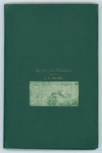 &lsquo;Scores and Analyses 1864-1881. A Collection&rsquo;. Compiled by J.B. Payne Published in 1904 by the author. Printed by John Hodgson, Harrogate. Contains the full scores of 60 matches not found in Wisden. Limited to only 100 copies. Green cloth boards with gilt