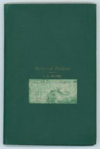 &lsquo;Scores and Analyses 1864-1881. A Collection&rsquo;. Compiled by J.B. Payne Published in 1904 by the author. Printed by John Hodgson, Harrogate. Contains the full scores of 60 matches not found in Wisden. Limited to only 100 copies. Green cloth boards with gilt