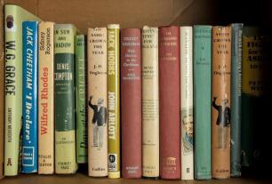 Cricket tours, histories and biographies 1890s onwards. Three boxes comprising over eighty titles including some early first edition hardback biographies and histories, some signed, plus later yearbooks, annuals etc. Includes three titles signed by Garry 