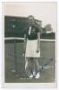 Winifred Alice &lsquo;Freda&rsquo; James. 1930s. Sepia real photograph postcard of James standing full length in tennis attire at the net. Very nicely signed in blue ink to the photograph &lsquo;Freda James&rsquo;. Printed title to lower edge. Published by E. Trim of Wimbledon, - 3