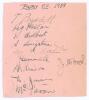 &lsquo;Bury F.C. 1939&rsquo;. Album page nicely signed in ink by ten players. Signatures include Tommy Burdett, Reg Halton, Archie Livingstone, Jimmy Gemmell, Alick Robinson etc. Page a little trimmed, otherwise in good/ very good condition. - 2