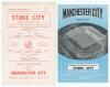 Manchester City v Stoke City. Football League Cup 1963/64. Two official programmes, one for the 1st leg played at Stoke-on-Trent 15th January 1964, Stoke won 2-0, scores annotated to the front, the other for the 2nd leg at Maine Road 5th February 1964, Ma - 5