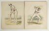 John C. Anderson. Two colour lithographs from the series of eight &lsquo;Cricket Postures&rsquo; produced by Anderson in 1860. One is entitled &lsquo;Standing in Attitude&rsquo; No. 1 and the other &lsquo;Leg Hit&rsquo;. No. 4. Both published in London May 1st 1860 by F. Lillywhite, Kenning