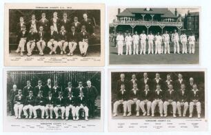 Yorkshire C.C.C. 1931 to 1938. Selection of four mono real photograph postcards of county teams covering the period. The teams are 1931, 1935 (at Scarborough), 1936 and 1938. Publishers include Charles of Leeds (2), Fielding of Leeds and presumably Walke