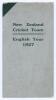New Zealand tour of England 1927. Official fold grey fixture card with title to front, fixtures and venues to inside pages and listing of the touring party to the back of the card. Scarce