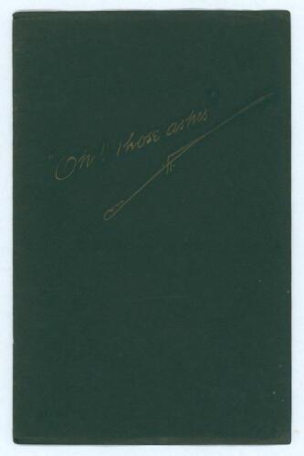 &lsquo;M.C.C. tour of Australia 1932/33 &lsquo;Bodyline&rsquo;. &lsquo;Oh! Those Ashes&rsquo;. A.H. Barratt, cartoons by Tom Fisher. Nottingham 1933. Private and limited edition. Rare post &lsquo;Bodyline&rsquo; tour booklet. Printed by R. Milward of Nottingham. Original decorative black covers, 
