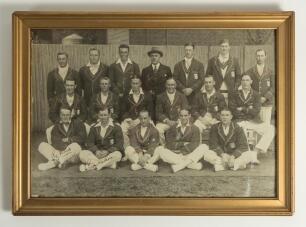 M.C.C. tour of Australia 1924/1925. Large mono photograph of the M.C.C. team who toured Australia in 1924/25, seated and standing in rows and wearing cricket attire and tour blazers Nicely signed in black ink to the photograph by all eighteen members of t