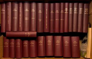 Kent County Cricket Club Annual 1895-1998. Full run of Kent annuals &lsquo;Blue Books&rsquo; from 1895 to 1945 and a full run of Kent yearbooks/annuals from 1947 to 1998. The annuals and yearbooks are all uniformly bound in maroon boards with speckled page edges, the