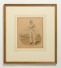 William Hillyer. Kent & All England 1835-1853. &lsquo;Hillyer&rsquo;. Sketches at Lord&rsquo;s No 3. Large original hand coloured tinted lithograph of Hillyer in cricket attire holding a cricket ball, wearing a top hat with large house and other cricketers to the backgroun - 4