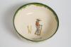 &lsquo;I was&rsquo;nt Ready&rsquo;. A large Royal Doulton &lsquo;Black Boy&rsquo; bone china tall sided bowl, entitled &lsquo;I was&rsquo;nt ready&rsquo; printed inside the bowl with a boy in red shirt, yellow waistcoat and a floppy hat looking glum with his wicket broken behind him. Green floral decor