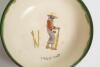 &lsquo;I was&rsquo;nt Ready&rsquo;. A large Royal Doulton &lsquo;Black Boy&rsquo; bone china tall sided bowl, entitled &lsquo;I was&rsquo;nt ready&rsquo; printed inside the bowl with a boy in red shirt, yellow waistcoat and a floppy hat looking glum with his wicket broken behind him. Green floral decor - 4