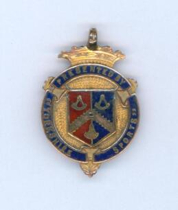 Sydney Francis Barnes, Warwickshire, Lancashire, Staffordshire, England & Wales 1894-1930. Gold and enamel medal presented to Barnes for his outstanding performance for Saltaire in the 1915 season. The medal was presented by &lsquo;Yorkshire Sports&rsquo;. To one sid