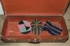 Reverend David Stuart Sheppard. Cambridge University, Sussex & England 1950-1964. Brown M.C.C./England &lsquo;Gray Nicolls&rsquo; cricket coffin, decorated in M.C.C./England colours and Sheppard&rsquo;s name, and P&O stickers to sides, probably used by Sheppard on the M.C. - 5