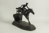 Horse racing. Paul Louis Emile Loiseau-Rousseau, Paris 1861-1927. A fine late 19th century French bronze sculpture of a steeplechase race horse and jockey beautifully captured in full flight while taking a jump over a naturalistically cast hedge on simila - 3