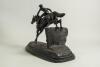 Horse racing. Paul Louis Emile Loiseau-Rousseau, Paris 1861-1927. A fine late 19th century French bronze sculpture of a steeplechase race horse and jockey beautifully captured in full flight while taking a jump over a naturalistically cast hedge on simila - 6