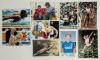 Signed sporting postcards and photographs. A selection of modern cards/ photographs, each signed. Includes a signed official Ipswich Town football player card of Terry Butcher. Seven colour postcard size photographs of Americans, Mark Spitz (swimming), Na