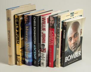 Signed sporting biographies. Seven titles signed by the author/ subject. Hardbacks include &lsquo;Gold Rush&rsquo;, Michael Johnson, London 2011, signed by the four-time Olympic champion, Johnson. Other subjects/ signatures are Murray Walker (Formula 1), Willie John 