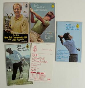 Open Golf Championship 1974- 1980. Four official programmes for the Championships held at Royal Lytham & St. Annes 10th- 13th July 1974, St. Andrews 12th- 15th July 1978, Royal Lytham & St. Annes 18th- 21st July 1979 with official order of play fold out c