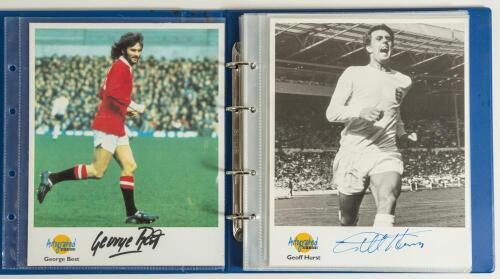 &lsquo;Autographed Editions&rsquo;. A good selection of nineteen signed photographs of football greats in official presentation folder. Signatures are George Best, Geoff Hurst, Harry Redknapp, Frank Lampard Snr., Alvin Martin, Tony Cottee, Steve Potts, Stuart Pearce,