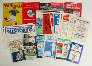 Football booklets, histories and programmes 1950s-1980s. Mixed selection, some signed. Includes &lsquo;Joe Baker&rsquo;s Football Quiz Book&rsquo; 1995, signed to the front cover by Baker. Two Forfar Athletic official match programmes 1978, one signed to the front by fourt