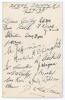 Derby County F.C. 1937/38. Plain postcard nicely signed in ink by nineteen players and the trainer. Players&rsquo; signatures include Dave Astley, Ronnie Dix, Dave Bell, Tim Ward, John Brinton, Jack Howe, Alf Jeffries, Harry Wright, Jack Nicholas, Reg Stockill,