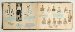 Football autograph album 1937-1939. Larger format album comprising over three hundred signatures in ink and pencil of footballers, some cricketers and the odd boxer and tennis player, the majority signed individually to laid down pieces, clipped cuttings,