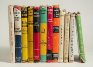 Football biographies. Eighteen titles of which seventeen are first edition hardbacks with original dustwrappers. Titles are &lsquo;Football Is My Game&rsquo;, Stanley Mortensen, London 1949. &lsquo;Feet First&rsquo; Stanley Matthews 1948, &lsquo;Football Round the World&rsquo;, Tom Finney, 