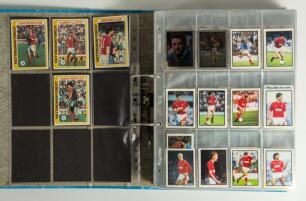Nottingham Forest Football Club 1970/90&rsquo;s. A large light blue album containing a large collection of trade and collectors cards featuring Forest players from the period. Cards from Topps Chewing gum 1977, 1978, 1979, 1980, 1981, Daily Mirror &lsquo;Soccer 88&rsquo; s