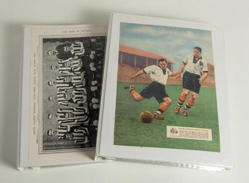 Notts County Football Club 1905/06 to 1962/63. Two white albums containing printed images, copy and printed images, press photograph, first day covers, players autographs on white cards, trade cards and magazine pictures, many signed. The first album con