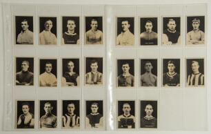 Football trade cards 1920s onwards. Green binder comprising a large selection of over nine hundred football cigarette and trade cards with some complete sets. Some are earlier issues, the majority modern issues and reprints. Earlier series include Chums &lsquo;