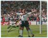 England World Cup 1990. Original colour photograph of the England team lined up for what appears to be the World Cup Semi-Final v West Germany played at Turin 4th July 1990. The photograph signed by all eleven England players who started the match. Signat - 2