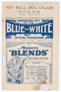 Manchester City v Burnley. Season 1923/24. Football League Division 1. Original official programme for the League match played at Maine Road on the 16th February 1924. Vol. 18 no. 27. The match ended 2-2. Heavy rusting to staples, some wear, staining and 