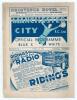 Manchester City v Southampton. Season 1938/39. League Division 2. Original official programme for the League match played at Maine Road on the 18th March 1939. Vol. 33 no. 32. Manchester City won 2-1. No annotations to pages. Rusting to staples, light fol
