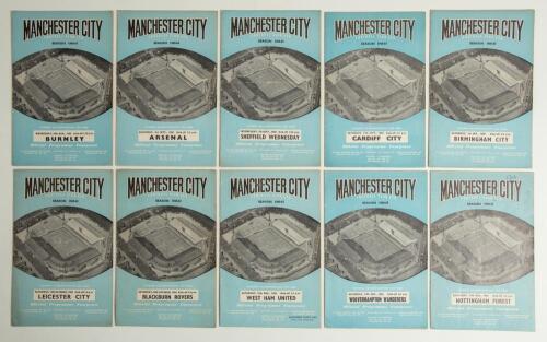 Manchester City home programmes season 1960/61. A near complete run of twenty two official programmes for League Division 1 home matches played at Maine Road in season 1960/61, including the programme for the F.A. Cup 3rd round 1st replay played on 11th J