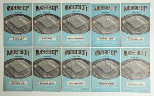 Manchester City home programmes season 1960/61. A near complete run of twenty two official programmes for League Division 1 home matches played at Maine Road in season 1960/61, including the programme for the F.A. Cup 3rd round 1st replay played on 11th J