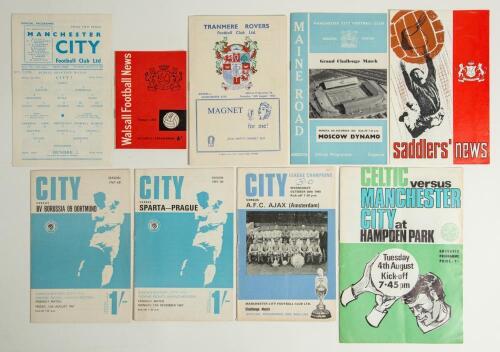 Manchester City friendlies 1965/66-1970/71. Nine official programmes for friendlies. Home matches played at Maine Road are v Dundee 7th August 1965, v Moscow Dynamo 6th December 1965, v Borussia Dortmund 11th August 1967, v Sparta Prague 11th December 196
