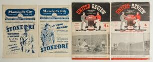 The Manchester Derby. Manchester City v Manchester United. Seasons 1952/53 & 1953/54. League Division 1. Four original official &lsquo;home&rsquo; and &lsquo;away&rsquo; programmes for League matches played at Maine Road 30th August 1952 (Vol. 47 no. 2) and 5th September 1953 (V