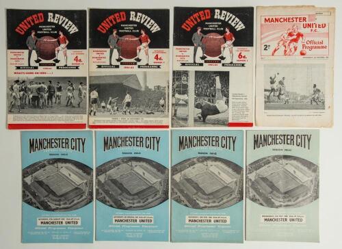 The Manchester Derby. Manchester City v Manchester United. Seasons 1960/61- 1962/63. League Division 1. Seven original official &lsquo;home&rsquo; and &lsquo;away&rsquo; programmes. Matches played at Maine Road are 27th August 1960 (Vol. 2 no. 2), match abandoned due to waterlog